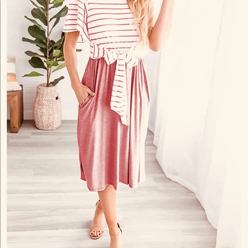 Dusty Pink Swing Midi Dress